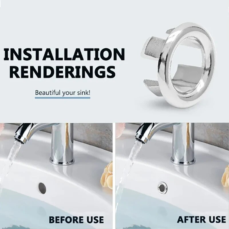 4pcs Kiten Sink Plastic Overflow Decorative Cover, Ceramic Sink Overflow Hole Plug, Sink Accessories