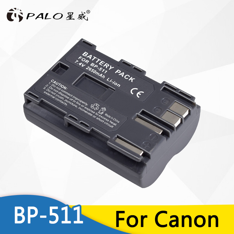 PALO 7.4v 2650mah BP-511A BP-511 BP 511 511A BP511 BP511A Battery + LCD USB Charger for Canon EOS 40