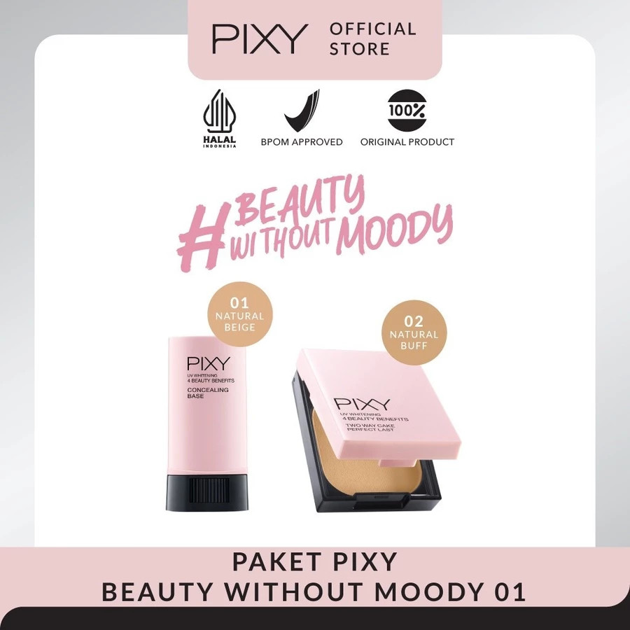 Pixy Paket Beauty Bedak Two Way Cake Perfect Last 9gr + Concealing Base 9gr