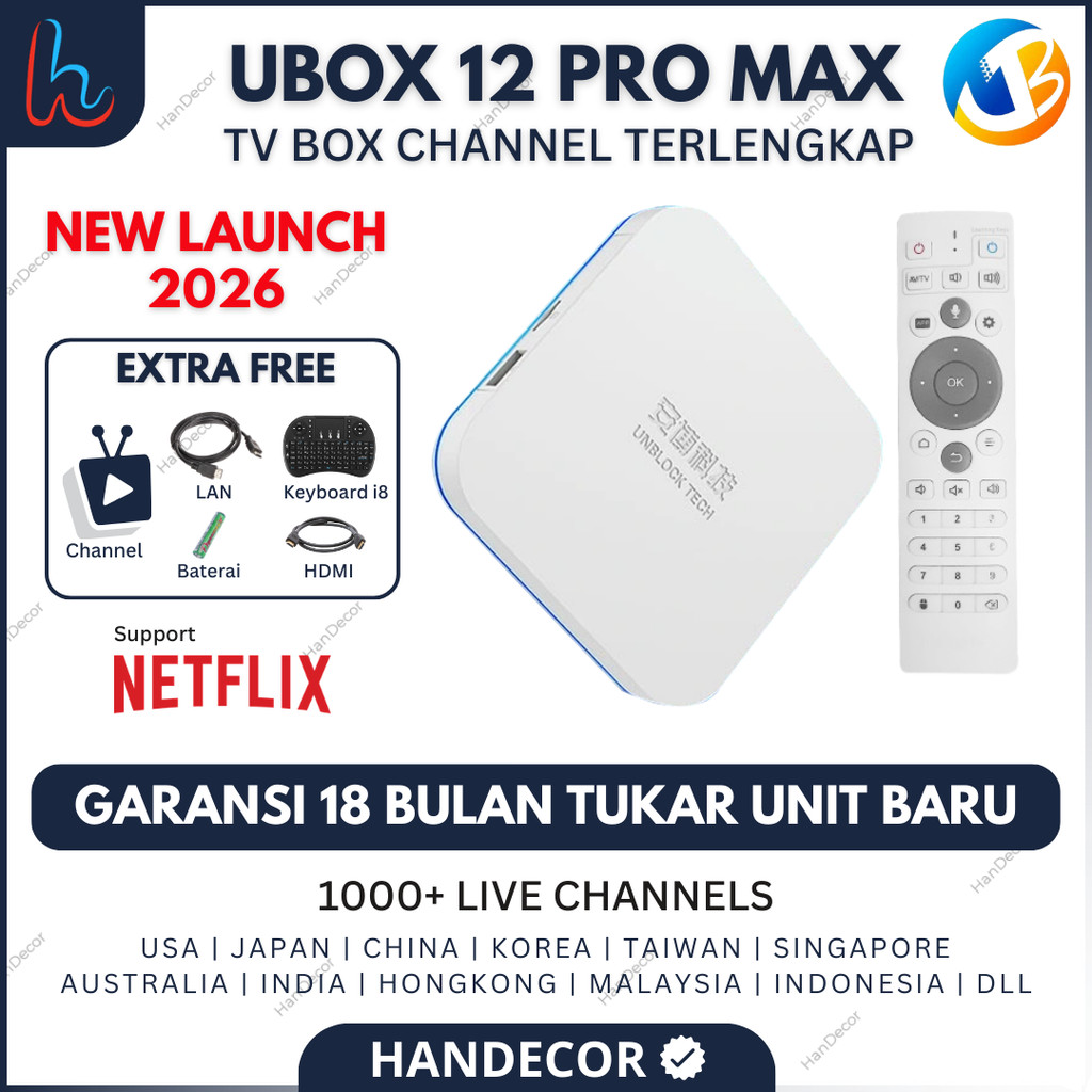 UNBLOCK TECH UBOX 12 PRO MAX VERSI NEW TV BOX ANDROID 12.0 4GB/64GB | UBOX 12 NEW VERSION TERBARU
