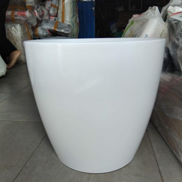 Bak Mandi Teraso Terazzo Aesthetic Bak Air Minimalis Bak Modern Gentong Teraso Mode Kapsul - PUTIH