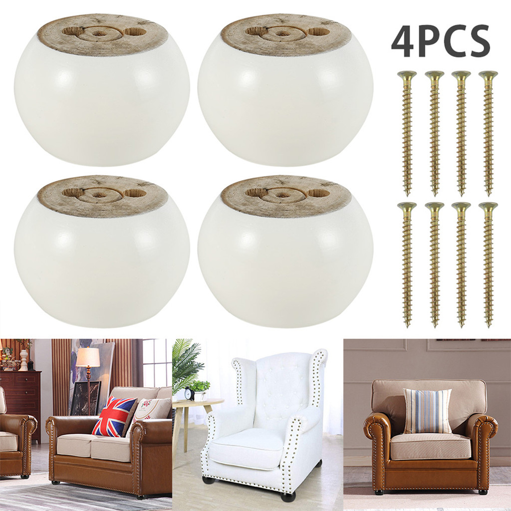 4 Buah Kaki Furnitur Kayu Solid Bentuk Bulat Pengganti Kaki Furnitur Tinggi 5cm Ukuran 10x5cm untuk 