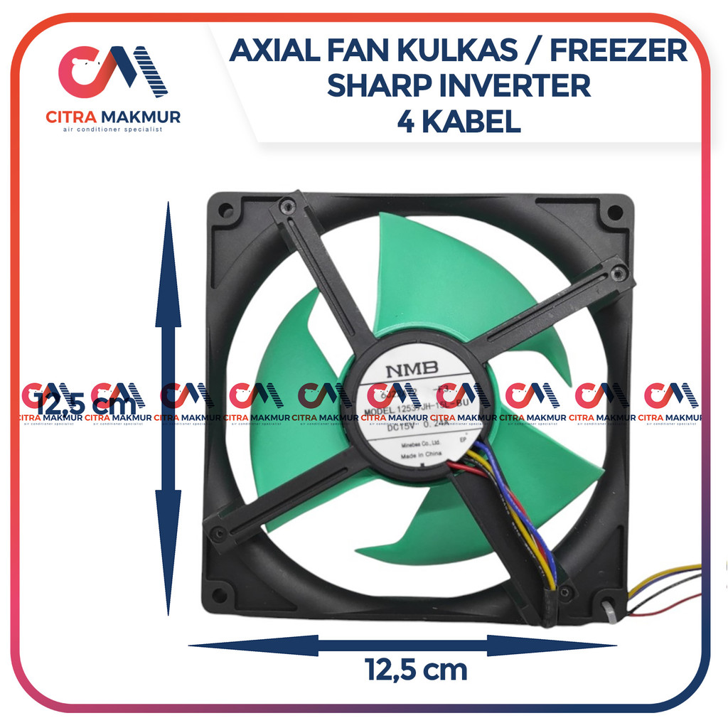 Axial Fan Kulkas Sharp Inverter 4 Kabel 15 Volt Kipas Kondensor Evaporator Chiller Freezer Tebal