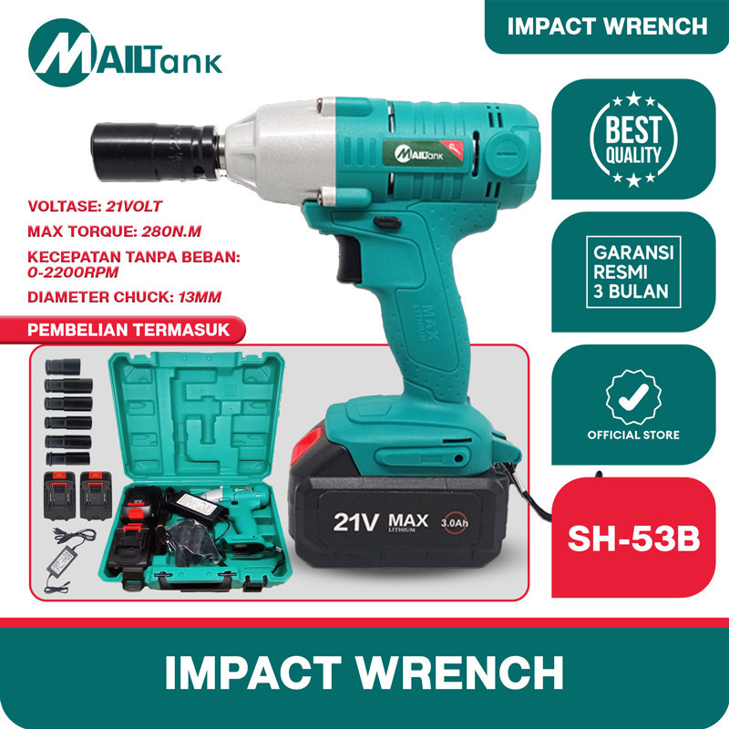 mailtank cordless impact wrench 21volt SH53B mesin bor impact