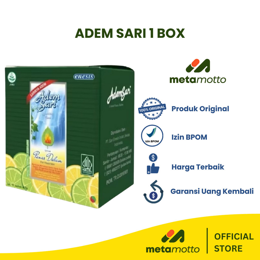 Adem Sari 1 Box Isi 5 Sachet untuk Panas Dalam - Metamotto
