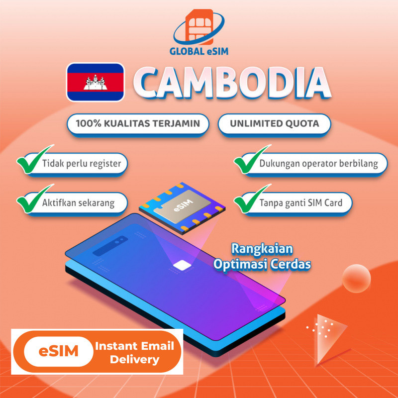 Globalesim eSIM Cambodia Unlimited Kuota Internet | eSIM Travel Cambodia Kuota | eSIM Cambodia 3