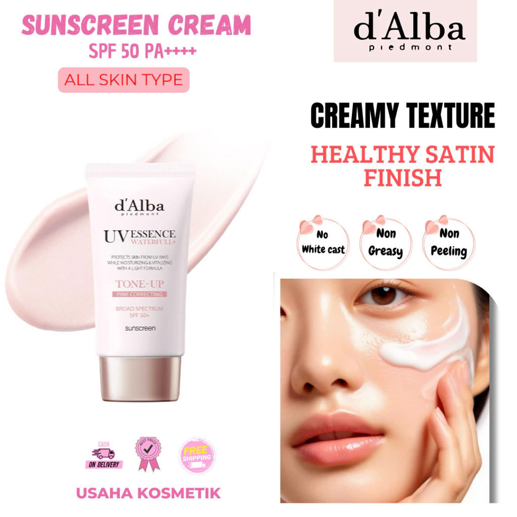 d'Alba Waterfull Tone Up Sun Cream 50ml Serum Sunscreen SPF 50+ PA++++ | Oil Control Sunscreen Ramah
