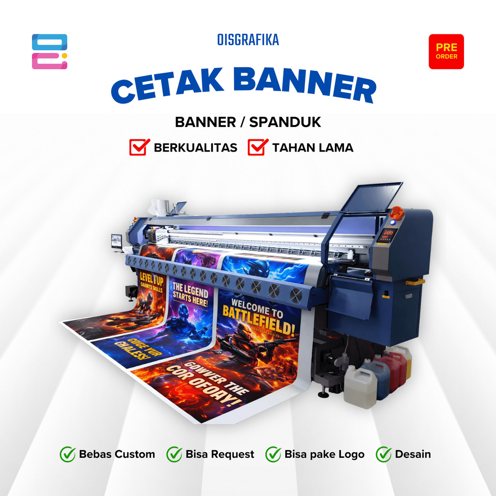 OIS GRAFIKA Cetak Spanduk Banner Custom Ukuran Bahan Flexy Korea 280 Gr