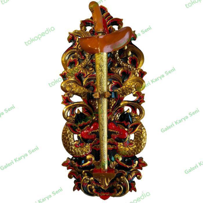 Blawong Keris Isi 1 Kayu Jati Ukir Naga Liman Finishing Sunggingan