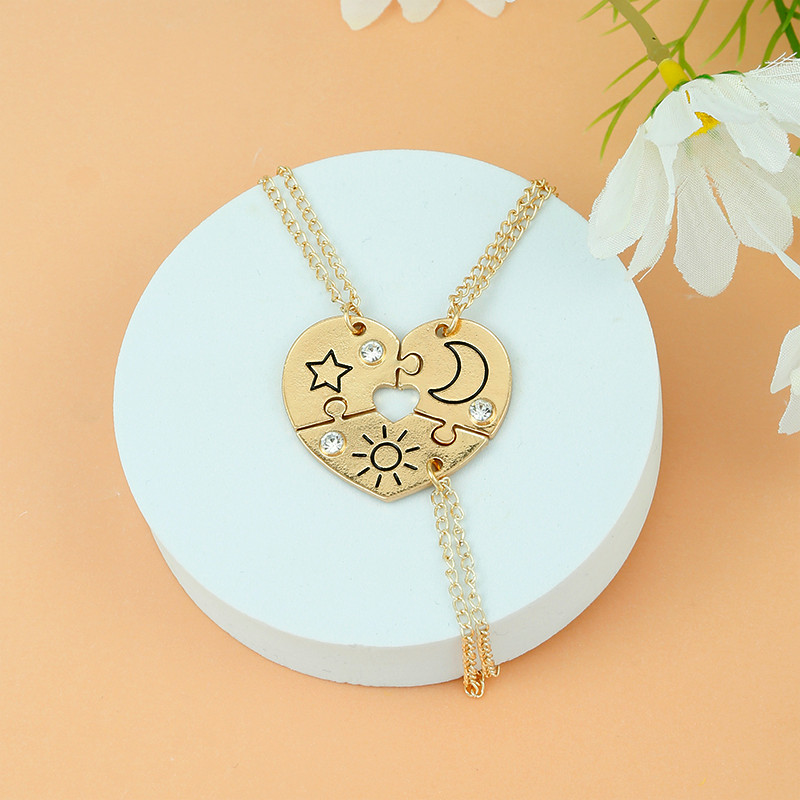 3 Piece Set Sun Moon Star Pent Necklace For Women Men Best Friend BFF Friendship Couple Necklace Fas
