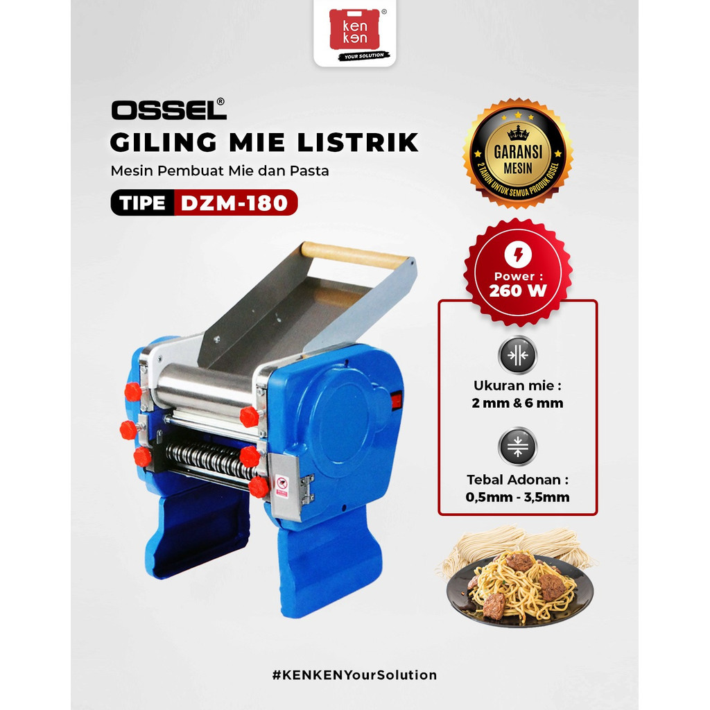 OSSEL DZM-180 MESIN GILINGAN MIE PANGSIT KUE PASTEL PISANG MOLEN PASTA MESIN GILING MIE OTOMATIS