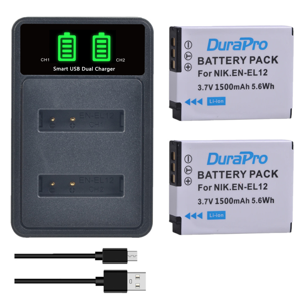 EN-EL12 Battery and Charger for Nikon Coolpix B600, S32, S8000, A1000, S9600, S9700, P310, A900, S10