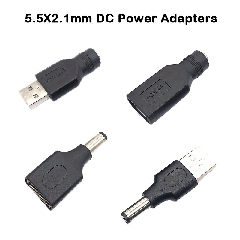 1Pc USB-A to DC 5.5x2.1mm Power Adapter Tip Cable, Male/Female DC Jack Connector for 5V