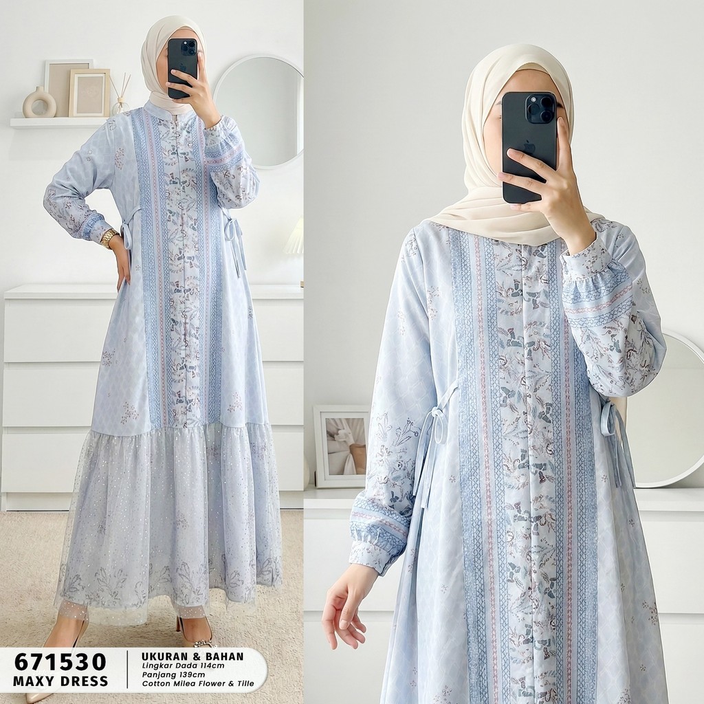 EXTU  HERITAGE - ARSYILA MAXY DRESS KOMBINASI TILE EDISI LEBARAN BUSUI - 671530