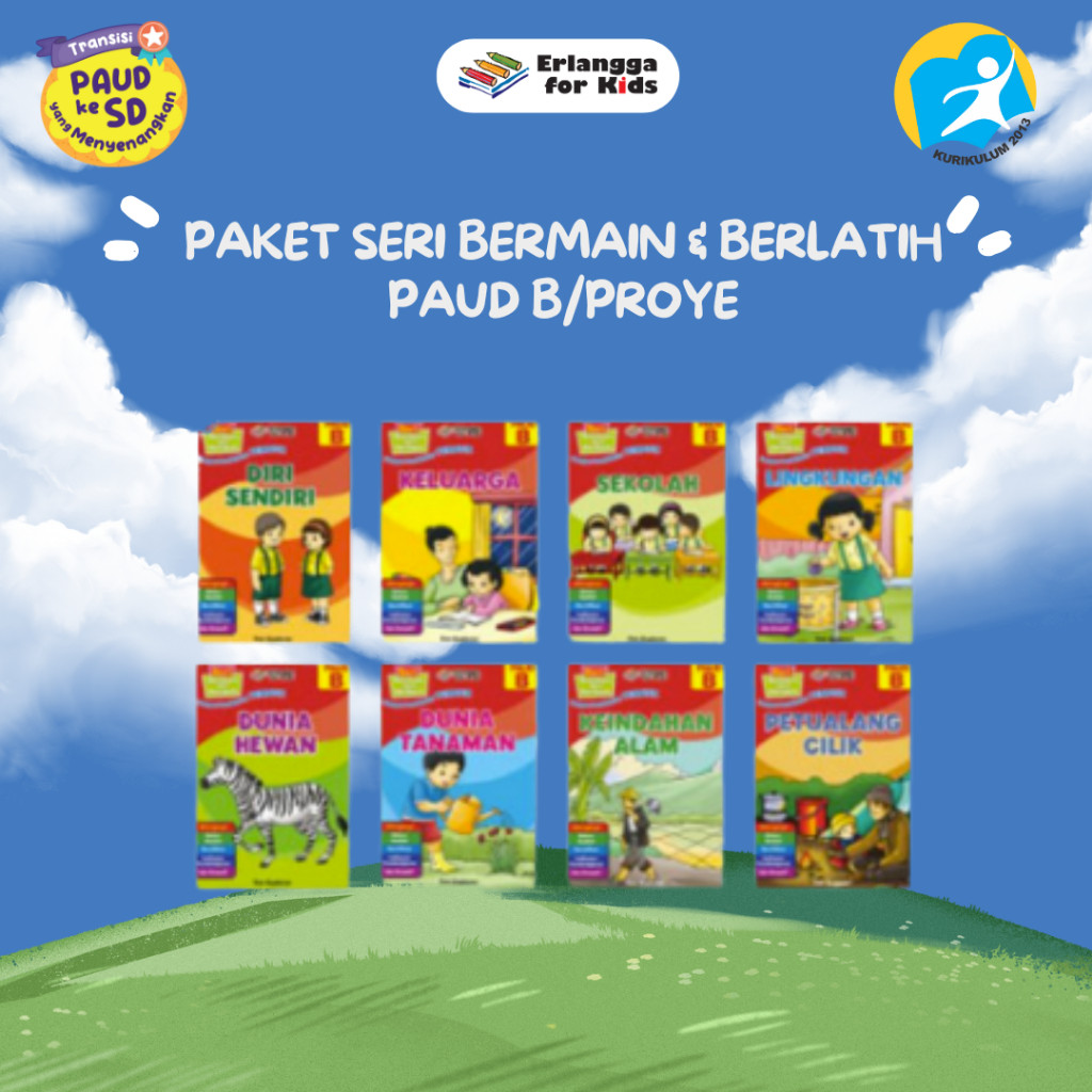 [Erlangga ] Buku Paket Tk/Paud: Seri Bermain & Berlatih Paud Isi 8 Buku