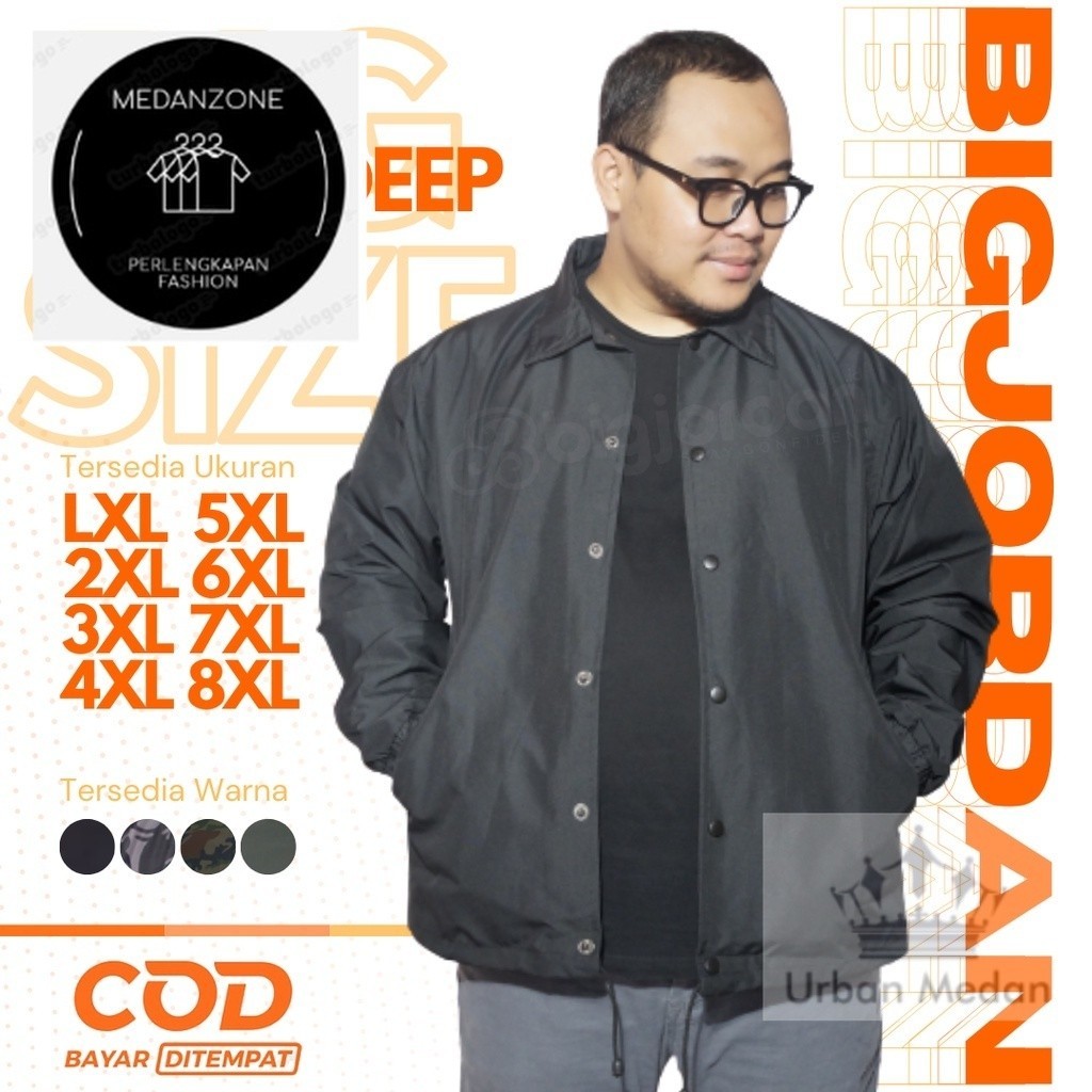 BIG JORDAN jaket coach big size XXXXXL XXXXL XXXL XXL jaket army jumbo 5XL 6XL 7XL 8XL 2XL 3XL 4XL