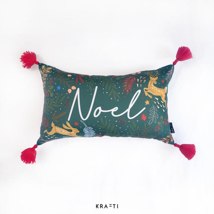 Bantal Sofa / hadiah natal / dekorasi natal / NOEL JOY / bantal 30x50 - Noel, Sarung Saja