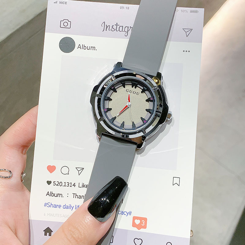Guou New Casual Fashion Large Dial Silicone Watch Dopamine Temperament Women's Watch