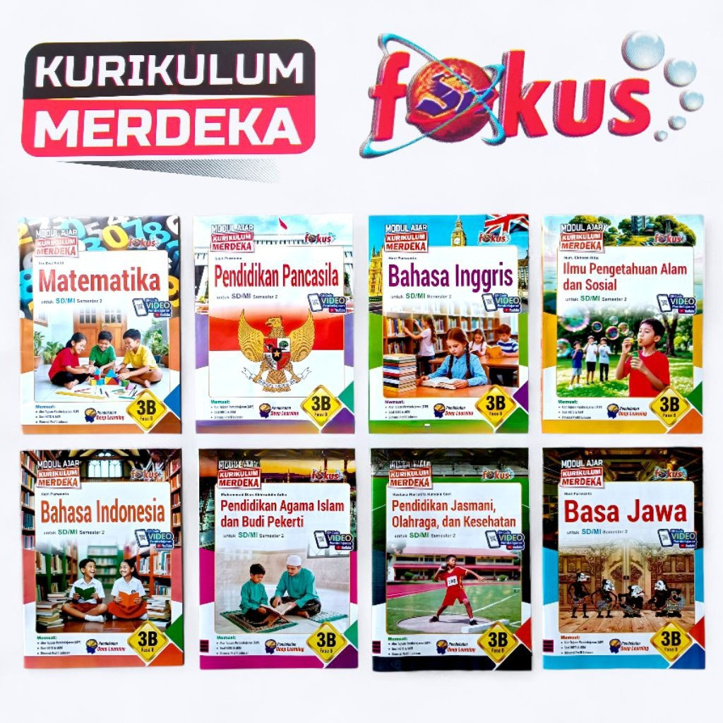 LKS Fokus Kelas 3 SD Kurikulum Merdeka Semester 1 dan 2 Matematika IPAS Pancasila Bahasa Indonesia I