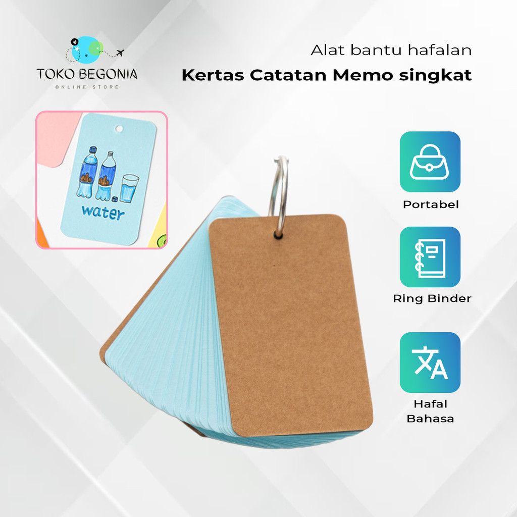 50 LEMBAR Flash Card / Memo Ring / Card Polos Edukasi Belajar Anak / Card Polos Memo Notebook Ring B