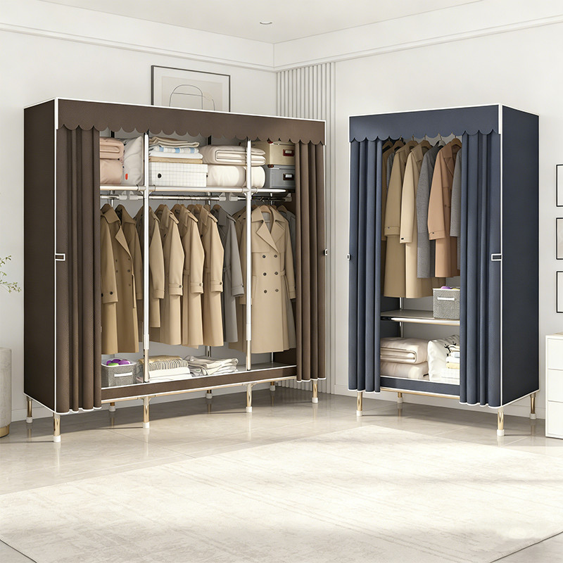 Lemari Pakaian Dengan Rangka Baja Ringan Lemari Pakaian Portabel Kapasitas Besar Kokoh Lemari Pakaia