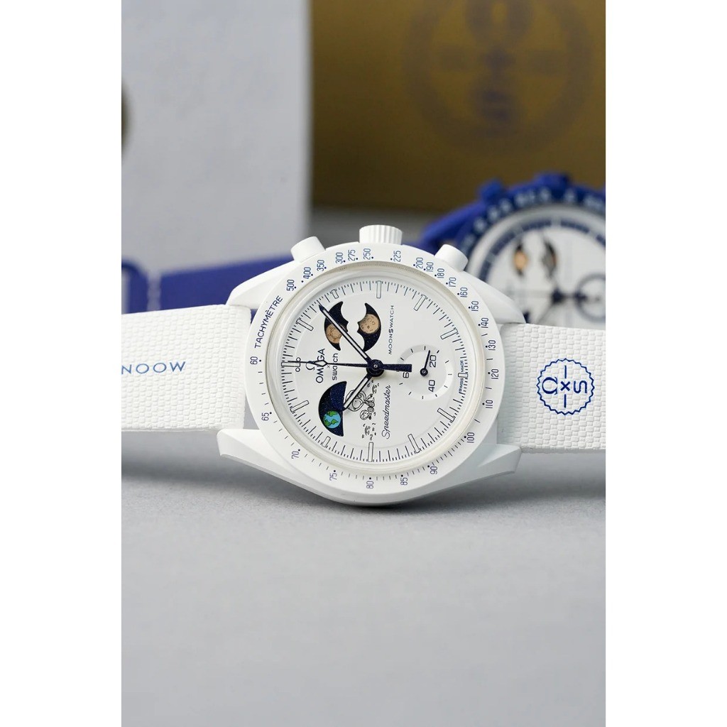 Swatch x OMEGA Mission to EarthPhase Moonshine Gold "Cold Moon" SO33W701L FULL SET BARU DENGAN RESEP