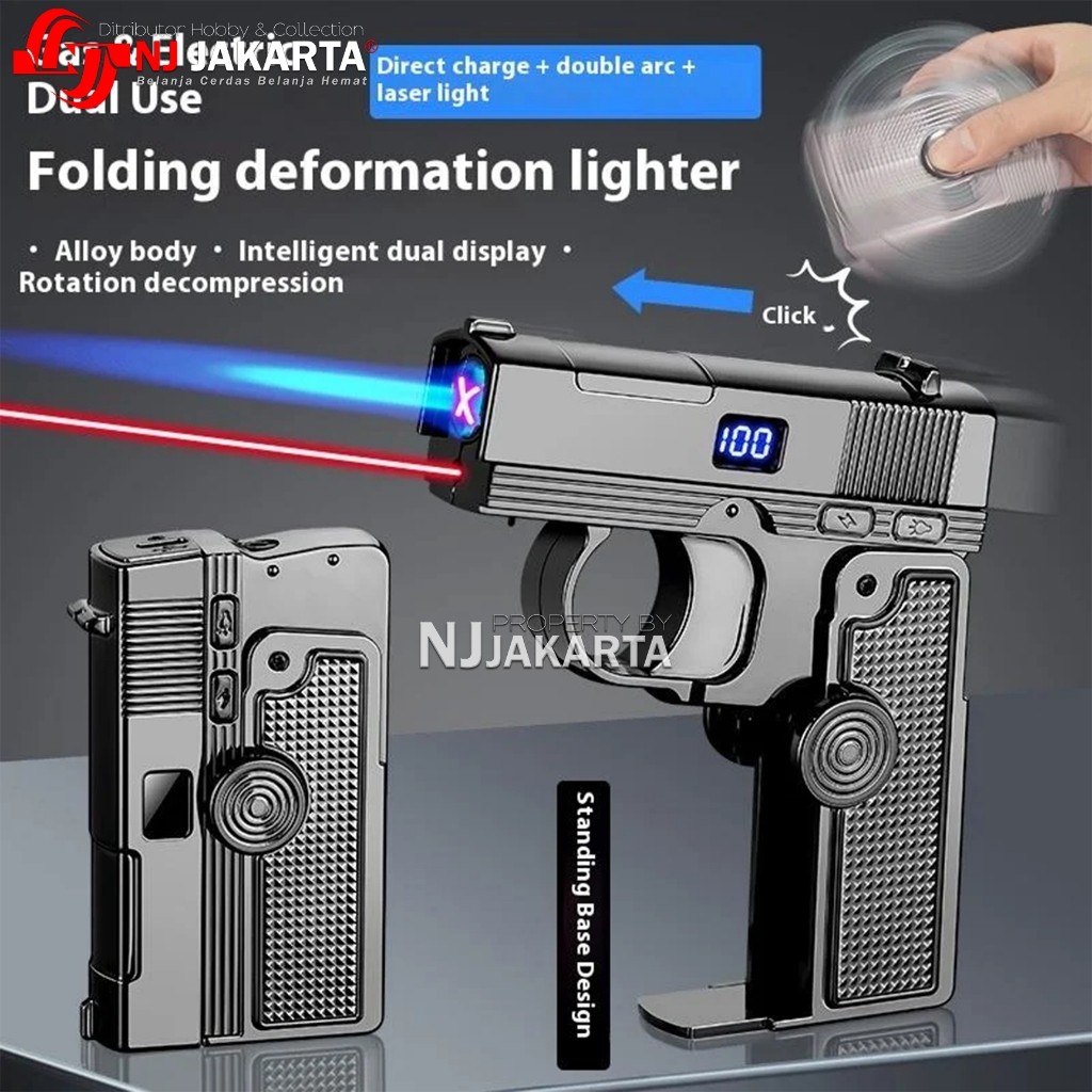 Korek Api Lipat 2in1 Spinner USB Double Plasma ARC Dengan Laser Bisa Di kokang bara las dan elektrik