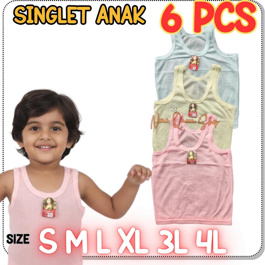 6 PCS SINGLET ANAK BALITA PAUD TK SD UNISE KAOS DALAM ANAK COWOK CEWEK KATUN