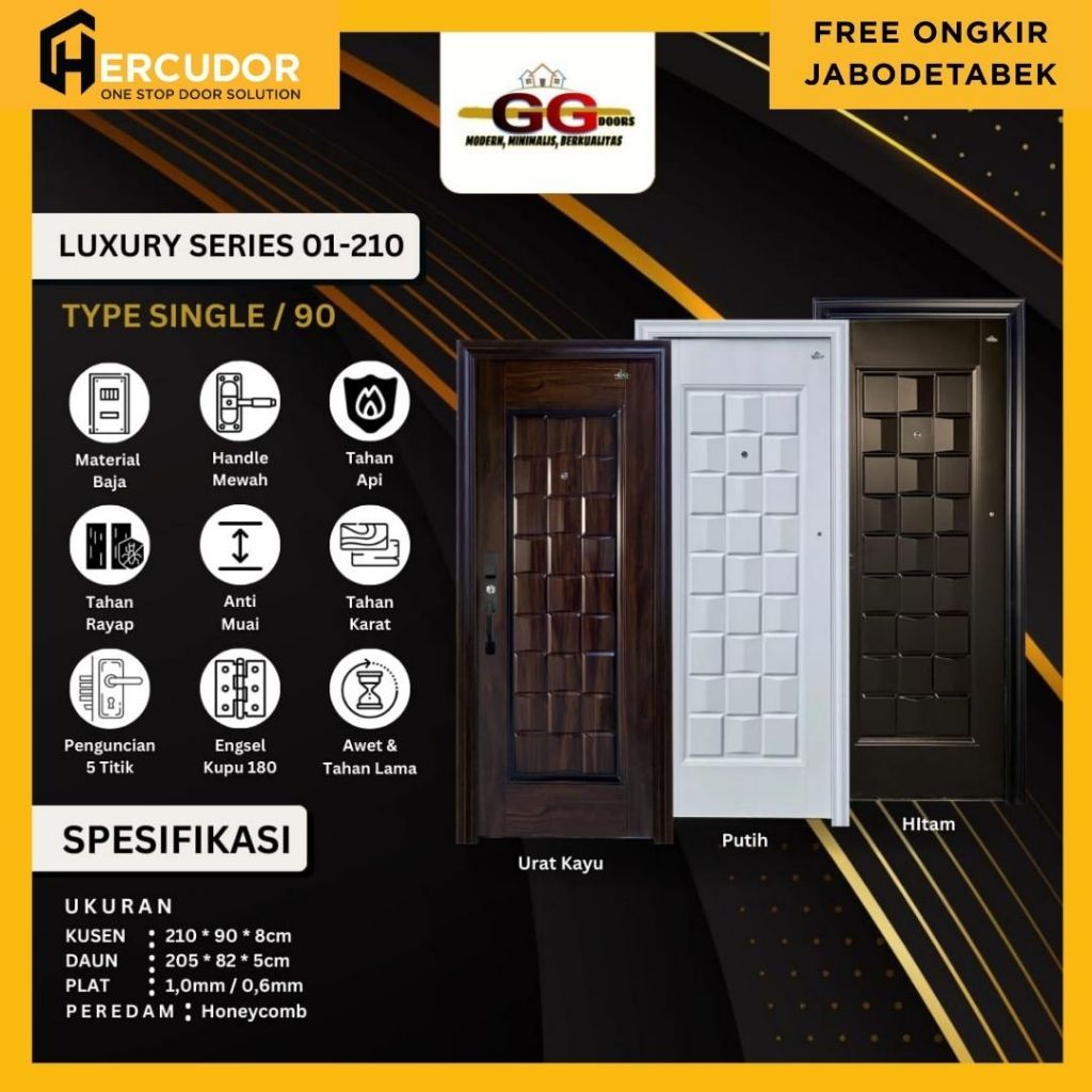 GG LUXURY-210 S - Pintu Utama Baja Premium GG Luxury - Single 90x210