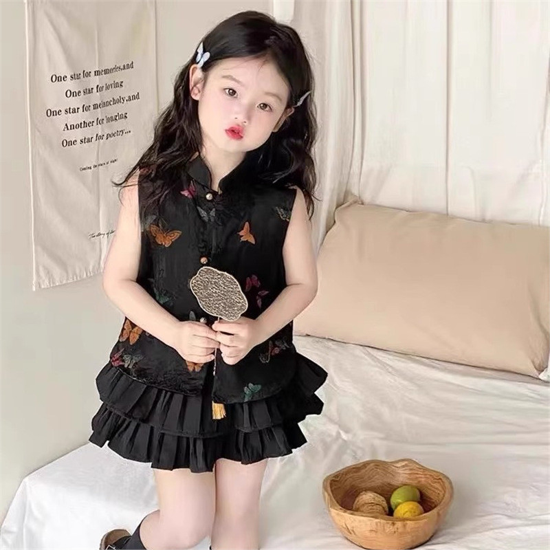 Set Rompi dan Rok Gaya Tradisional untuk Anak Perempuan Baju Tang