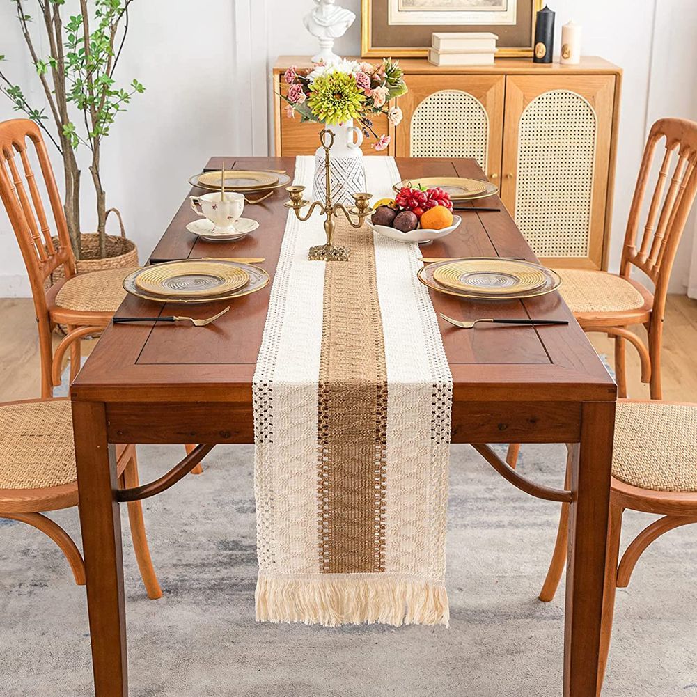 Taplak Meja Tamu Mewah Dan Elegan/kain Meja Makan Panjang/katun Linen Kain Premium