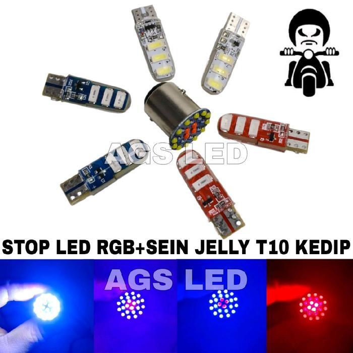 PAKET STOP LED SEIN LED MOTOR SEIN JELLY T10 KEDIP LAMPU STOP RGB ARUS DC PAKET 2 BIJI SEIN 1 BIJI L