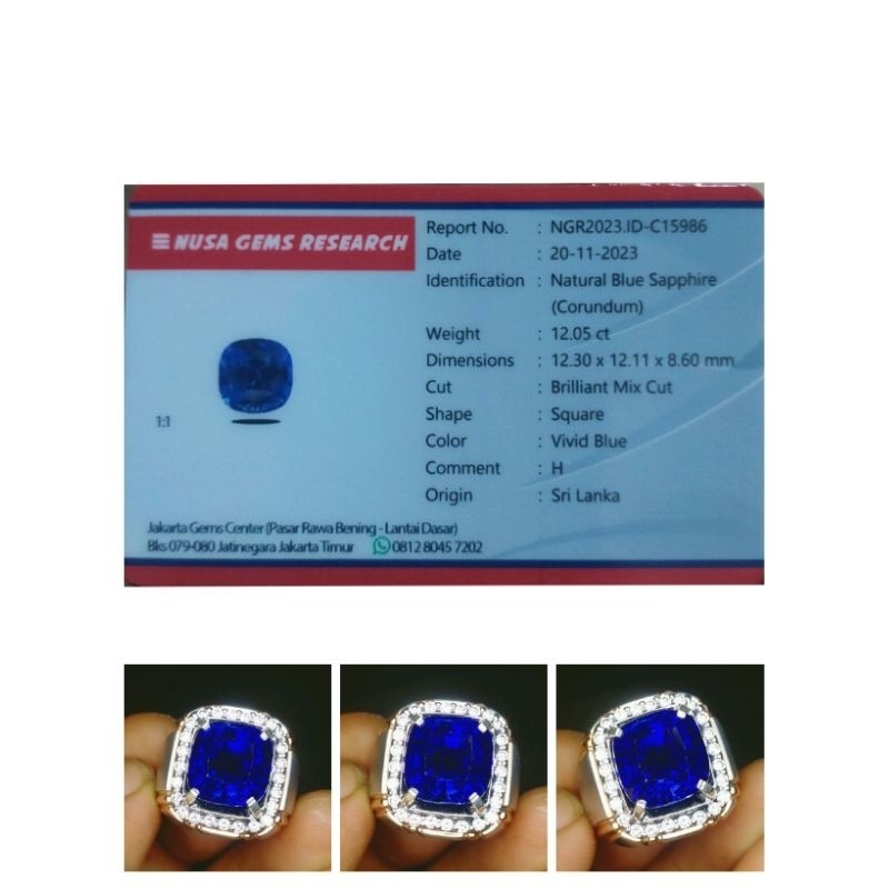Vivid Blue Sapphire Srilanka Ring Perak 9,25