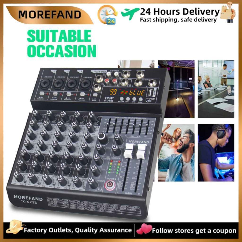 COD DJ6 99DSP Mixer Audio Profesional mixer audio kecil 4 channel Mendukung pemutaran Bluetooth MP3