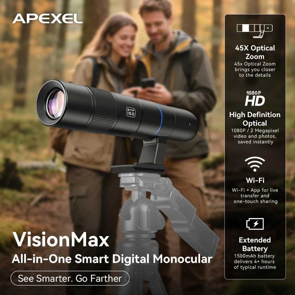 APEXEL Lensa Telephoto Monocular Digital 1080P 2.4G WiFi 1500mAh - APL-ETF150