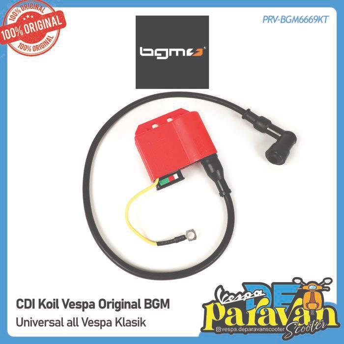 CDI Pengapian Original BGM dan koil Coil Vespa Classic Klasik - Merah