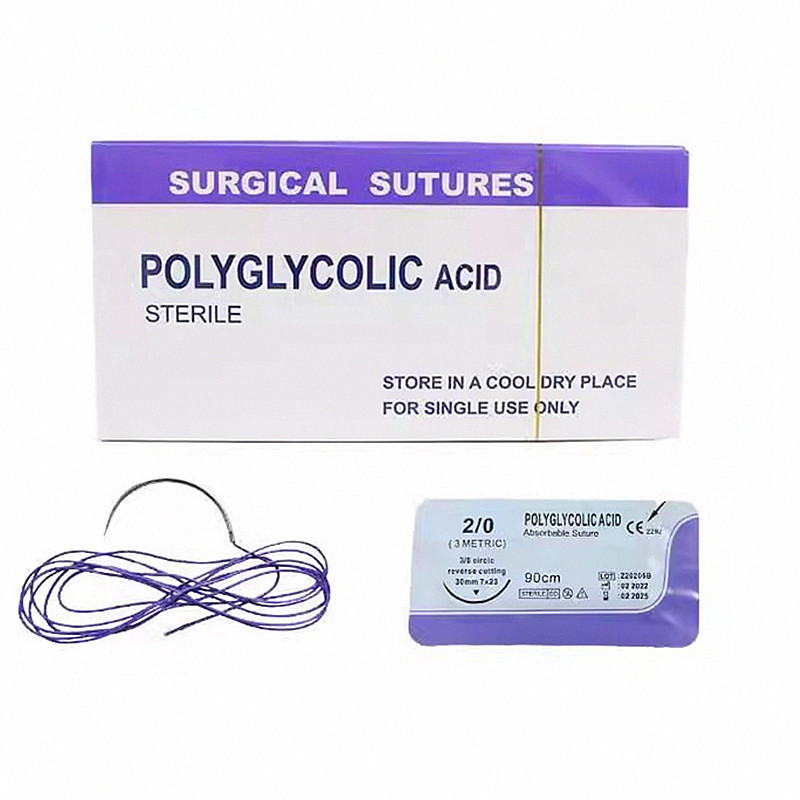 Veterinary surgicalPGA sutures VICRYL BRAIDED Polyglycolic Acid absorbable reverse cutting38 circle 