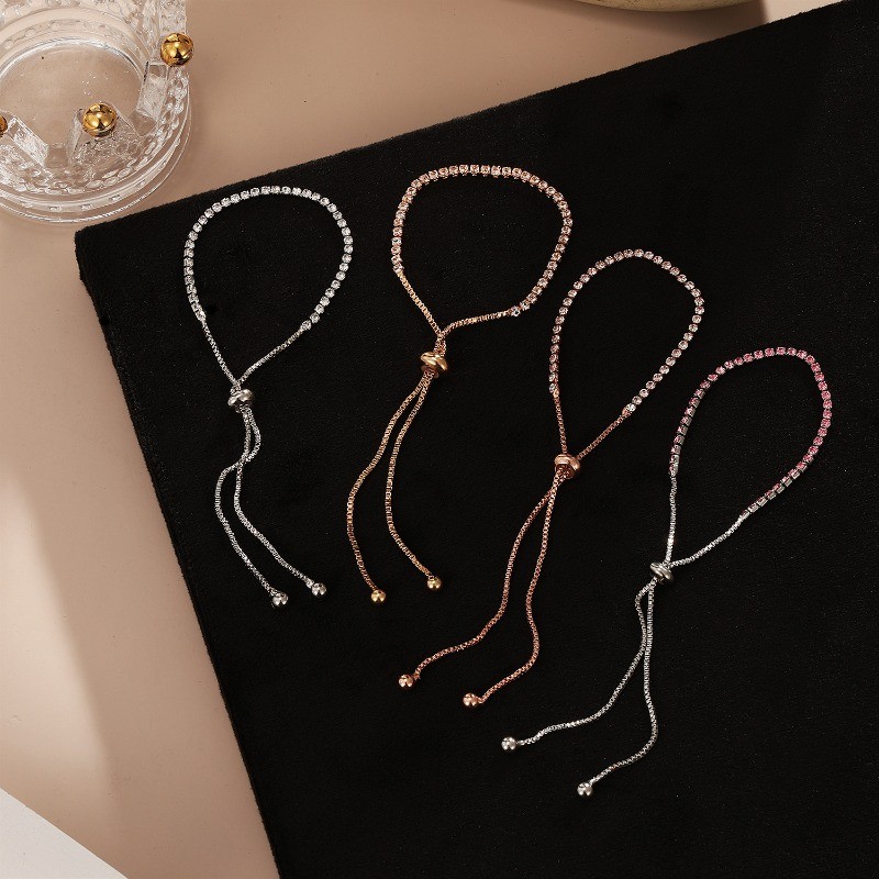 Gelang Wanita Disesuaikan-Rantai Cakar Berlian Imitasi Teleskopik