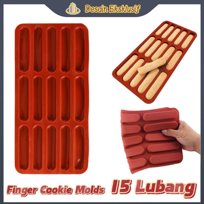 15 Lubang Cetakan Silikon Kue Fingers Food Grade Anti Lengket Coklat Kue Cake Puding Cocok Buat Kue 