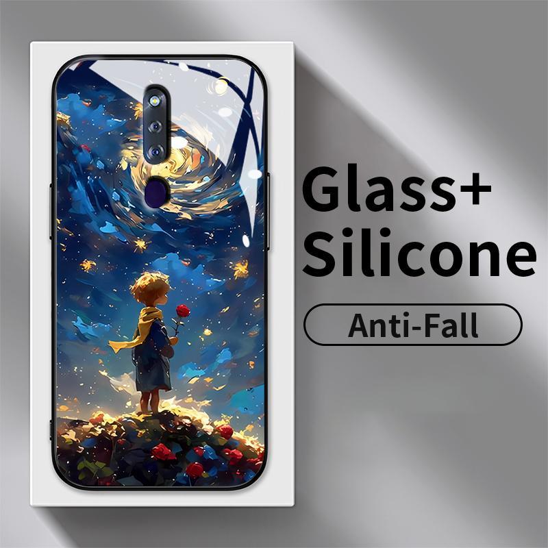 Hard Case Glass OPPO F11 F5 Youth F7 F9 Pro F15 F17 F19 F19s F1s F21 4G F21s F23 F25 Tempered Cantik