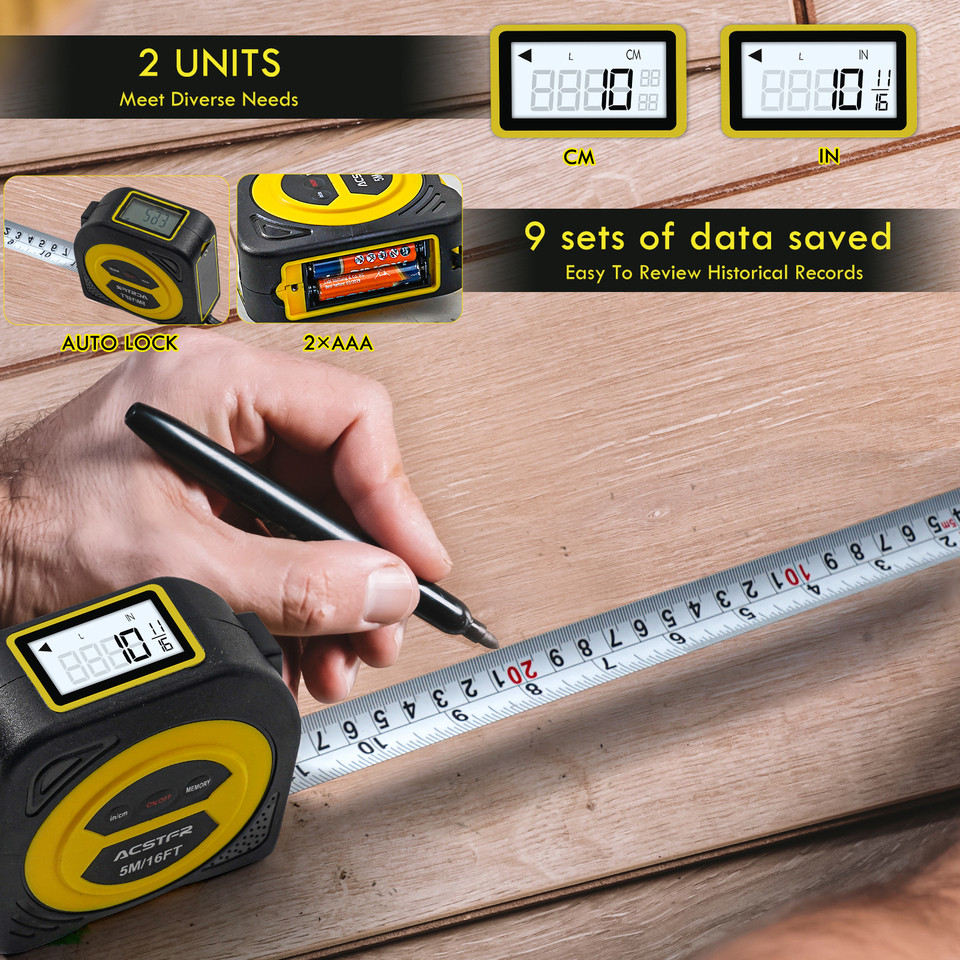 Luminous screen digital tape measure