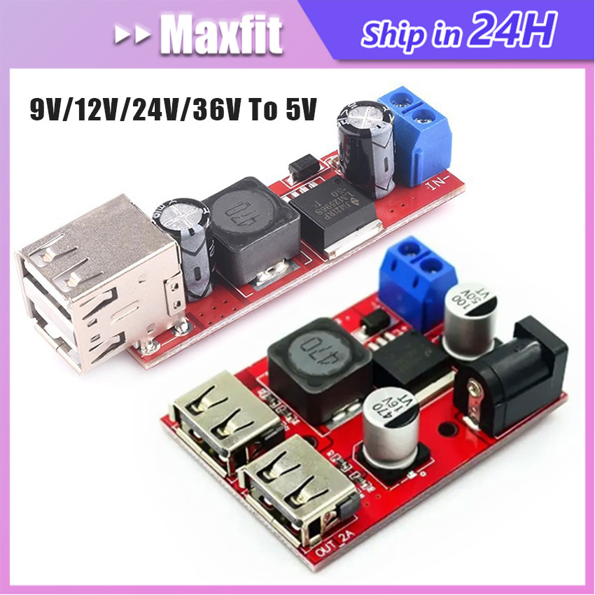 LM2596 STEP DOWN DC-DC 9V/12V/24V/36V Ke 5V 3A Dual USB StepDown Charger Motor Mobil