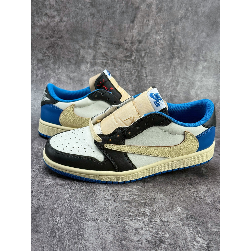 Travis Scott x Fragment Design x AJ1 Low OG SP Unisex Retro Basketball Sneakers Reverse Swoosh 2.0 L