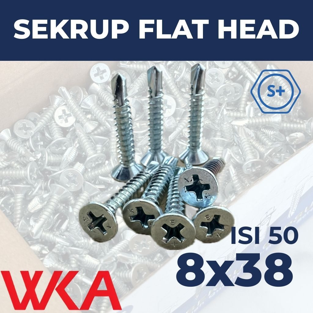 Sekrup Flat Head 3.8cm 8X38 (ISI 50 PCS) - SDS FH / SEKRUP GRC / Sekrup Plafon / Sekrup Holo / Sekru