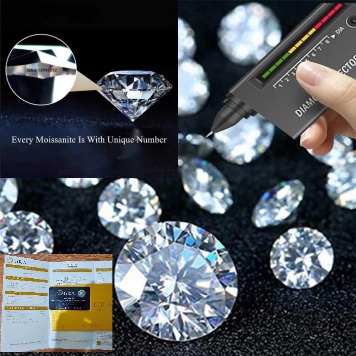 batu permata berlian / diamond Moissanite sertifikat original 8mm 6.5mm 5mm 4mm