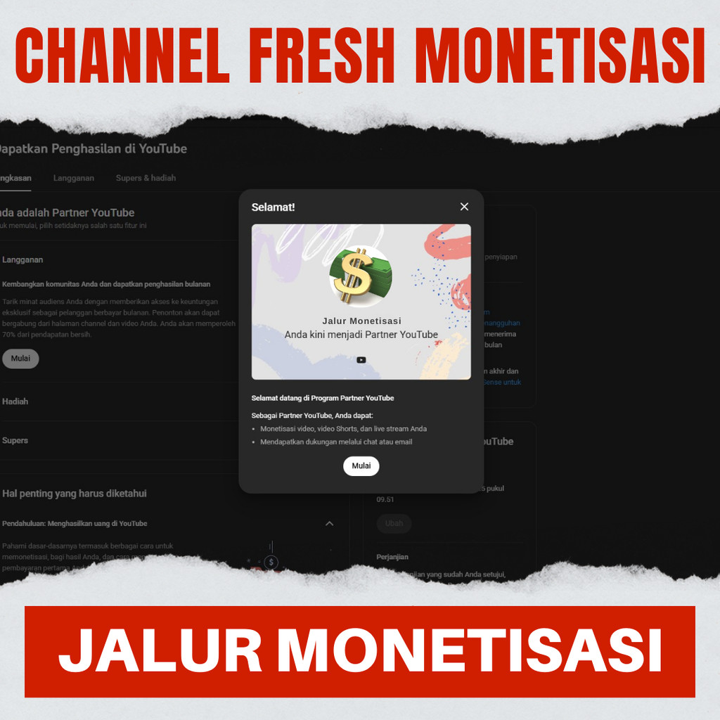 CHANNEL YOUTUBE SUDAH MONETISASI (FRESH)