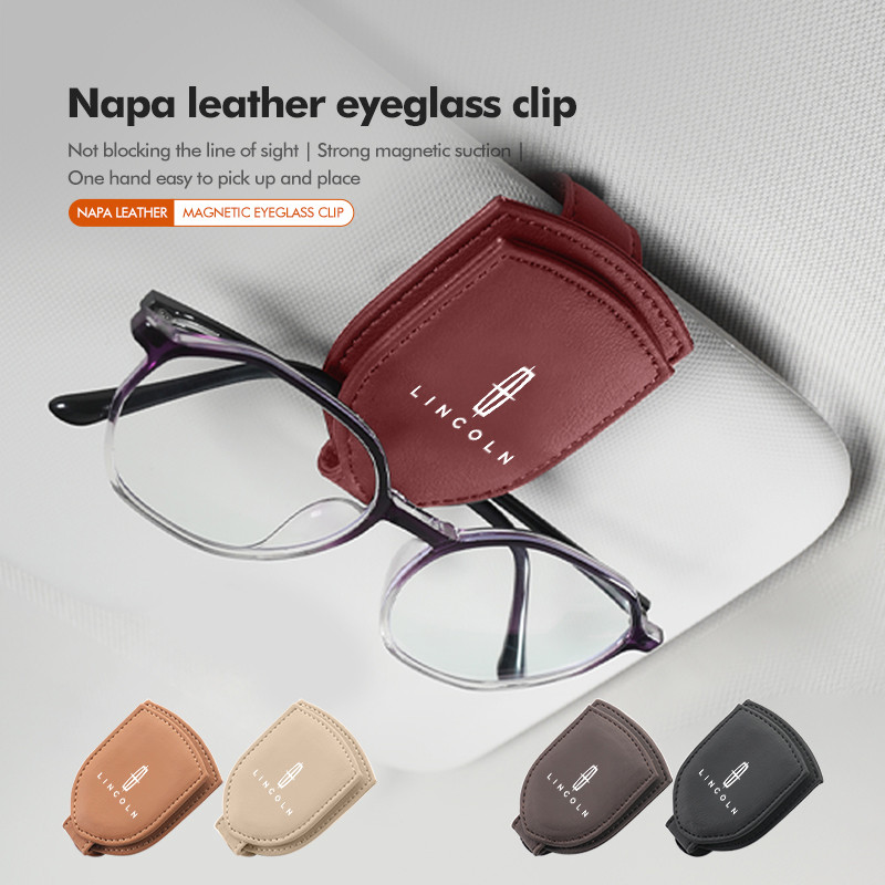 Car Sunglasses Holder Magnetic Clip Auto Interior Accessories For Lincoln Aviator Navigator Continen