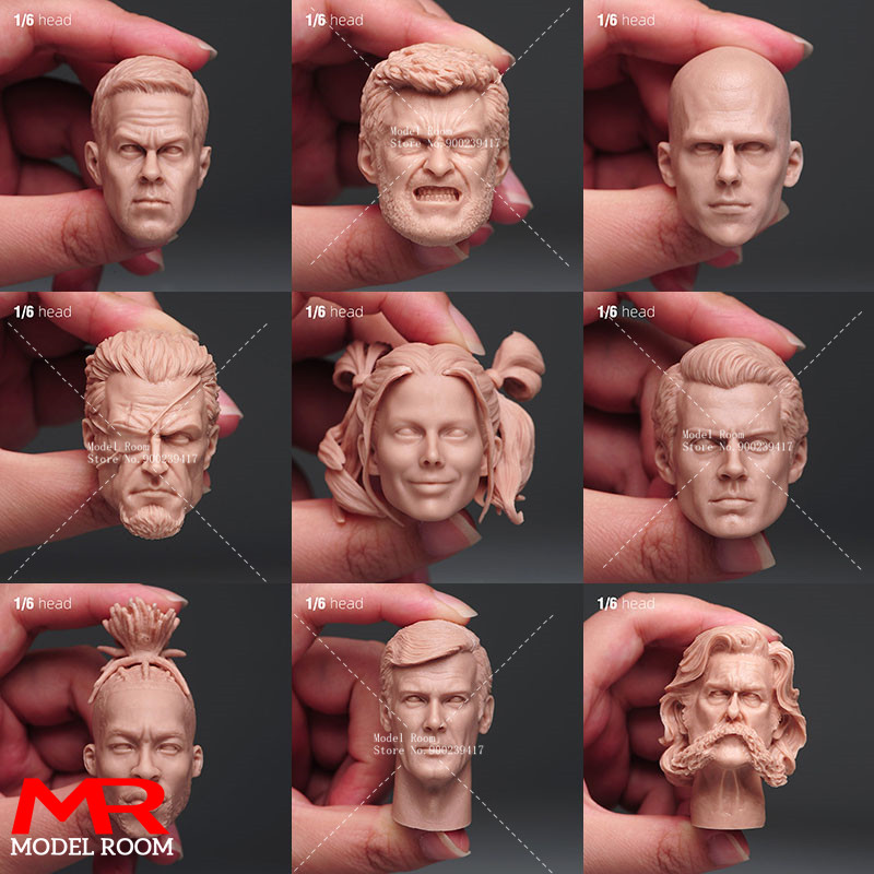 Unpainted 1/6 Male Female Head Sculpt Henry Cavill Mark Wahlberg Hugh Jackman Head Model Fit 12'' So