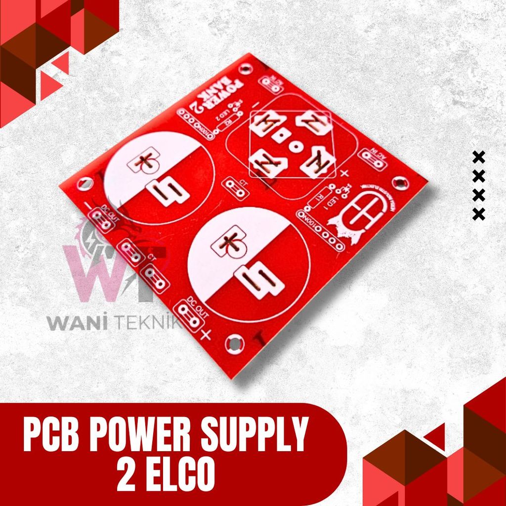 PCB Power Supply 2 Elco Penyearah AC ke DC Amplifier Support Dioda Sisir Kiprok