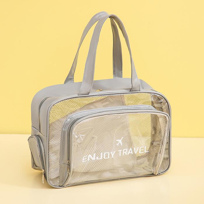 Tas Kosmetik Travel Jumbo / Tas Skincare Travel Bening Bahan PVC / Washbag Toiletry / Pouch Make up 